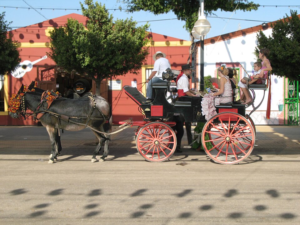 En hästdragen vagn på Feria de Málaga